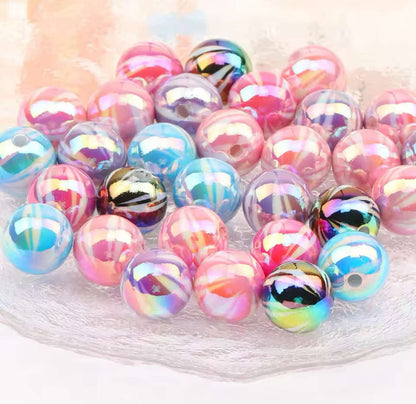 Candy Stripe Iridescent Bead 16mm