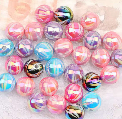 Candy Stripe Iridescent Bead 16mm