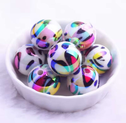 Colorful Leopard UV AB Chunky Acrylic 20mm Bead