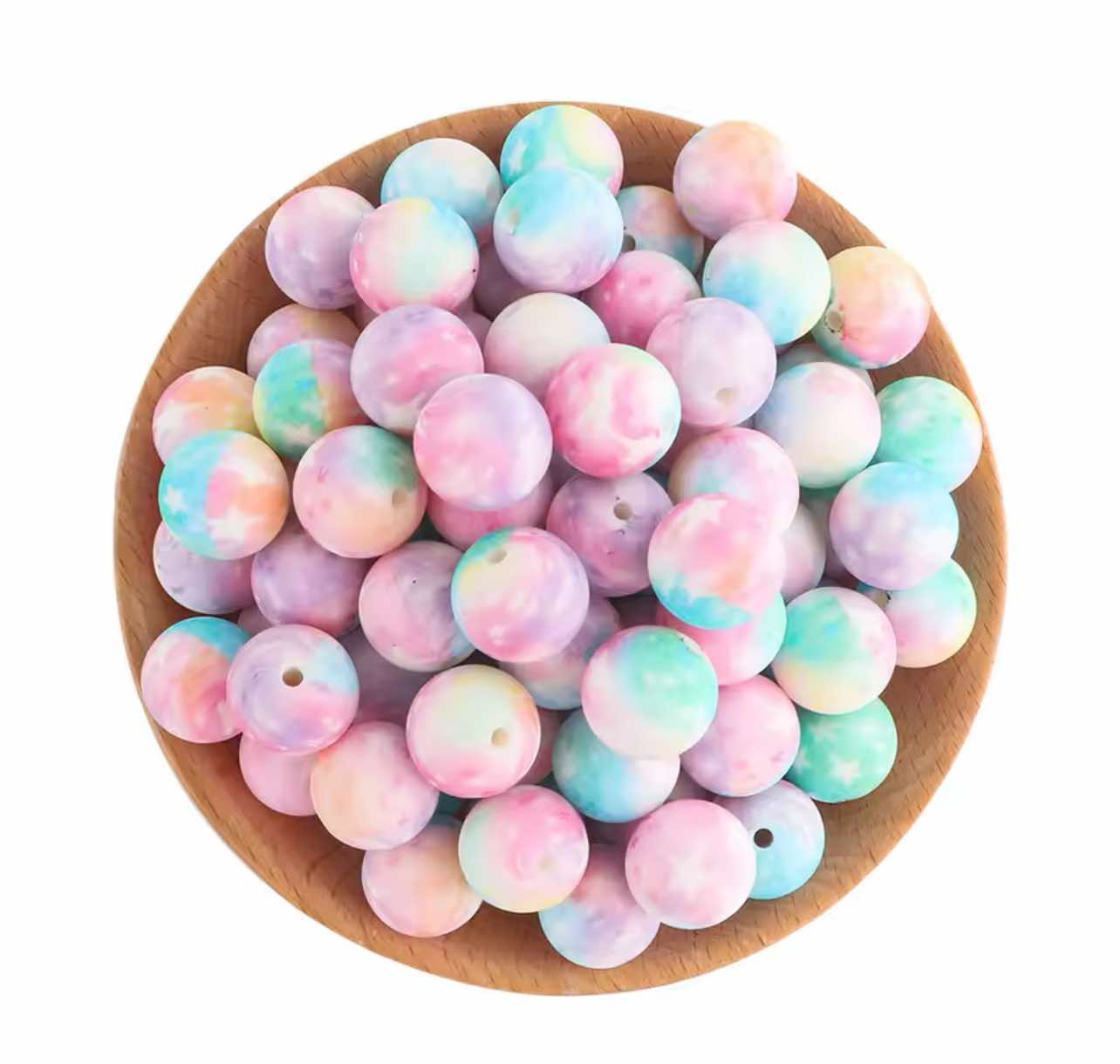 Cotton Candy Printed 15mm Silicone Bead