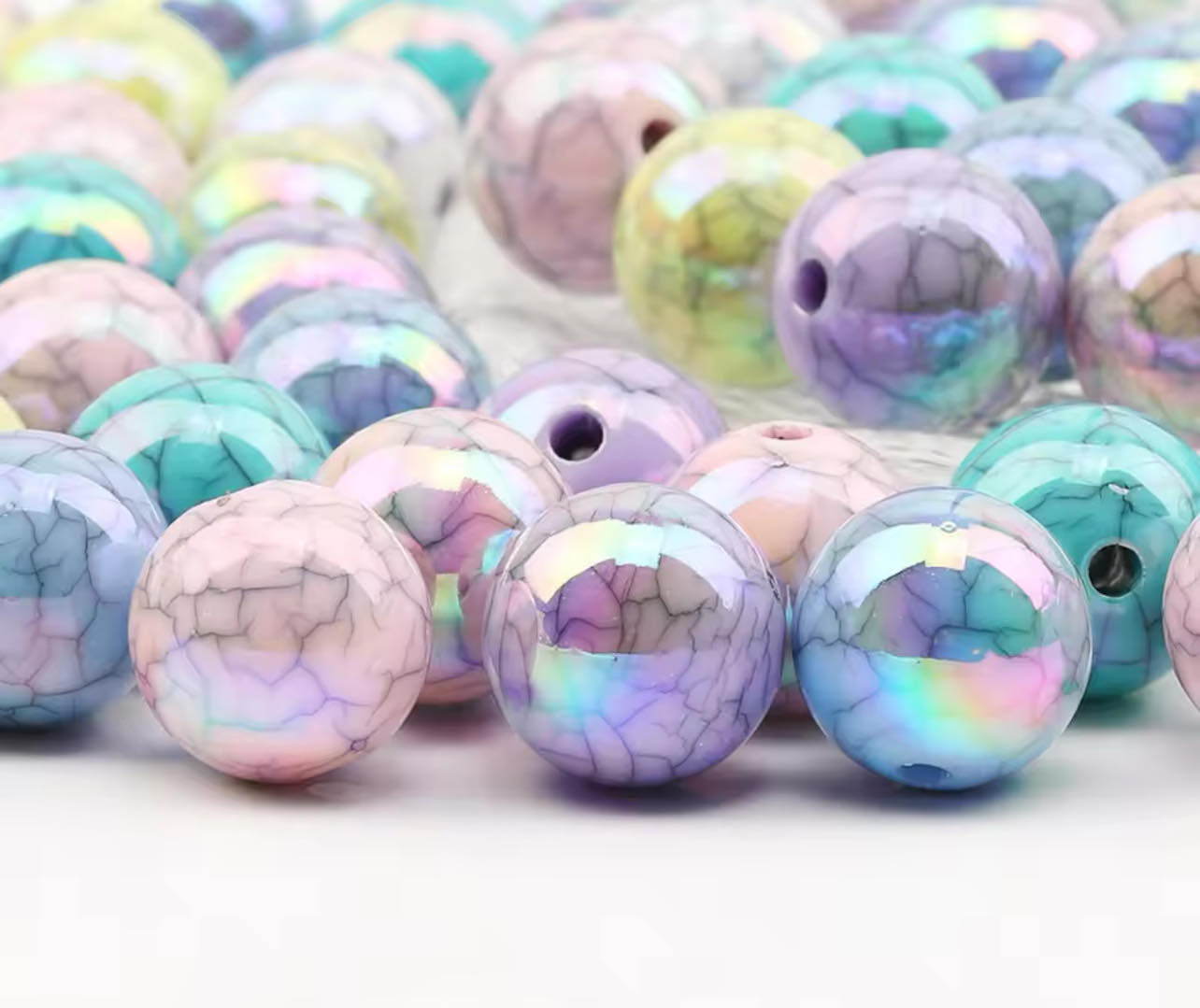 Cracked Effect Acrylic Bead 16mm- Mixed Set of 5