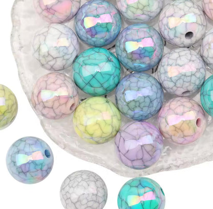 Cracked Effect Acrylic Bead 16mm- Mixed Set of 5