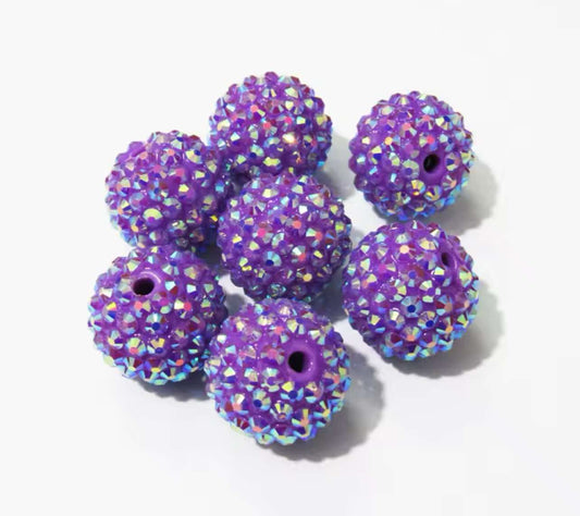 Dark Purple AB Rhinestone Acrylic Bead 16mm