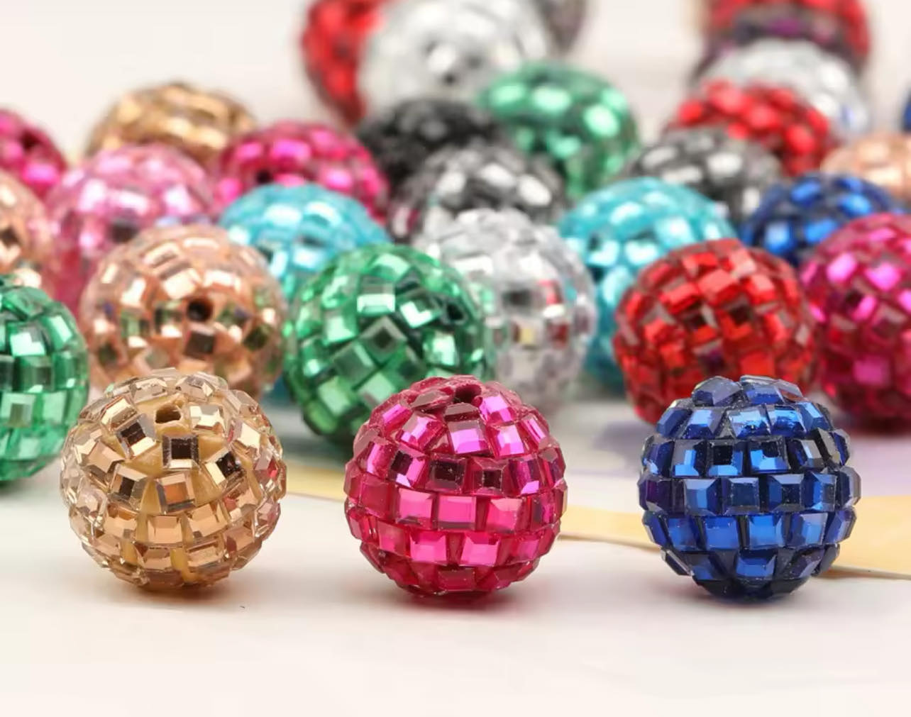 Disco Ball Effect Bead 16mm Mixed Set of 5