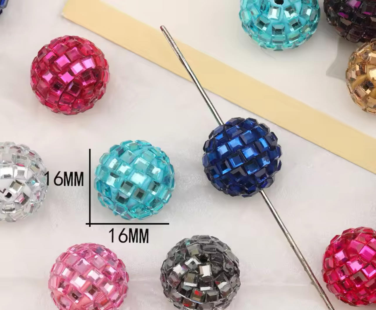 Disco Ball Effect Bead 16mm Mixed Set of 5