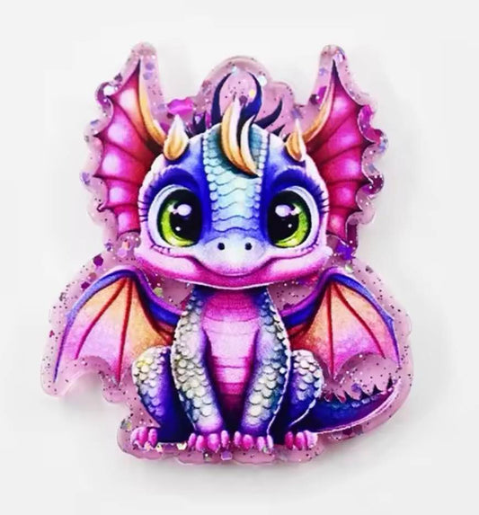 Pink Dragon Glitter Flatback