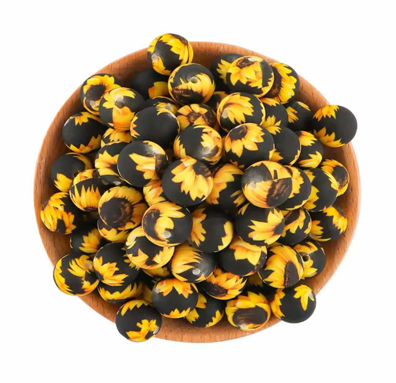 Field of Sunflowers Printed 15mm Silicone Bead