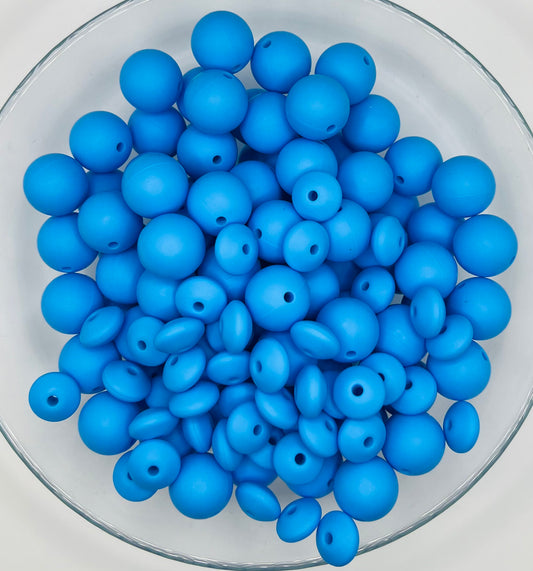 Azure Blue Solid Silicone Bead