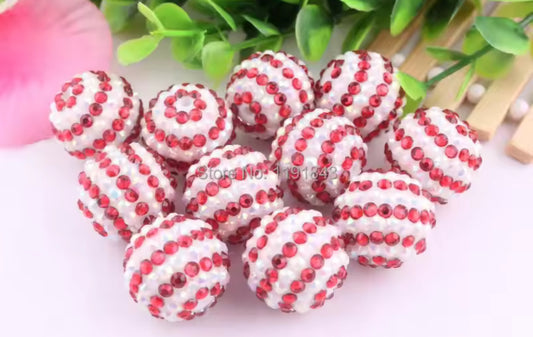 Snowberry Stripe Rhinestone Acrylic Bead 20mm