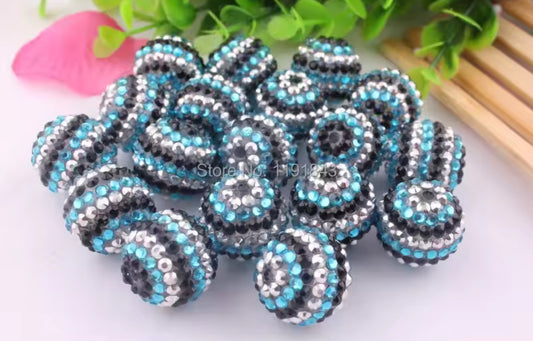 Blue Steel Rhinestone Acrylic Bead 20mm