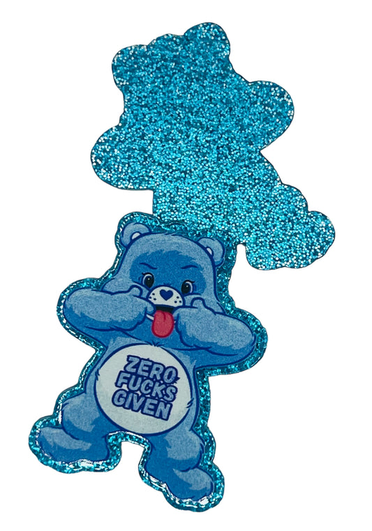 Blue Bad Bear Glitter Flatback