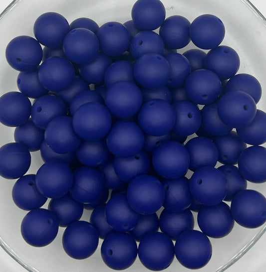 Navy Blue Solid Silicone Bead