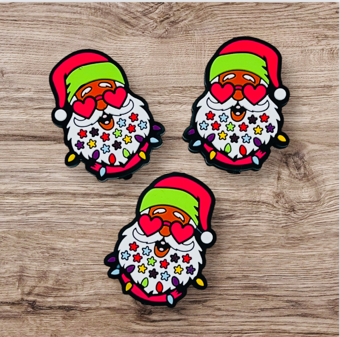 Neon Santa Silicone Focal Bead