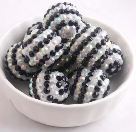 Panda Stripe Rhinestone Acrylic Bead 20mm