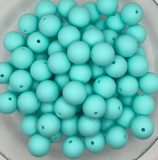 Bright Turquoise Solid Silicone Bead