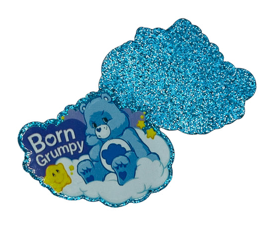 Born Grumpy Bear Friends Glitter Flatback