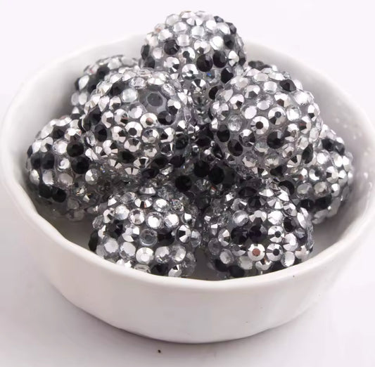 Salt & Pepper Confetti Rhinestone Acrylic Bead 20mm