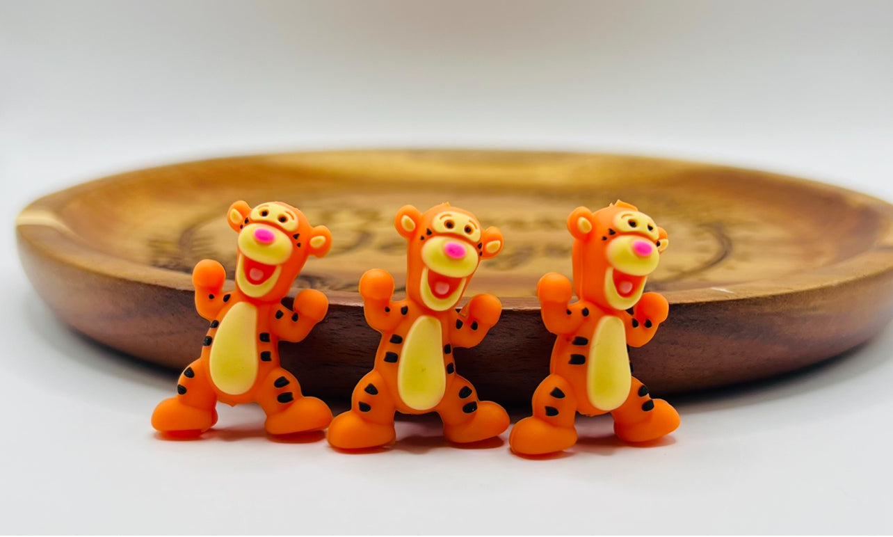 Happy Tiger 3D Silicone Focal Bead