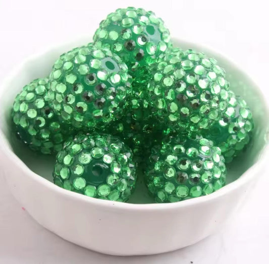 Green Sparkle Rhinestone Acrylic Bead 20mm