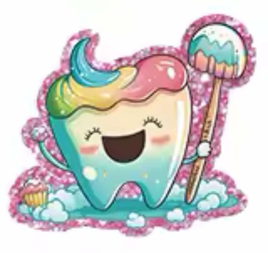 Happy Tooth Glitter Flatback