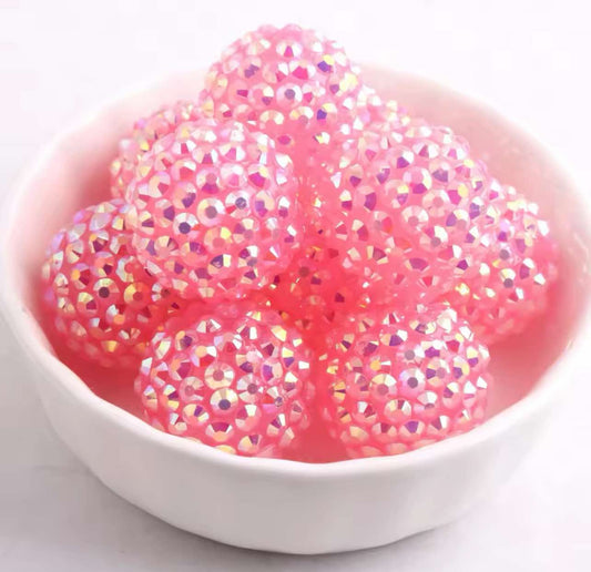 Pink Jelly Rhinestone Acrylic Bead 16mm