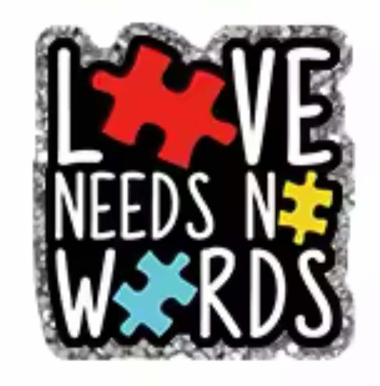 Love Needs No Words Glitter Flatback