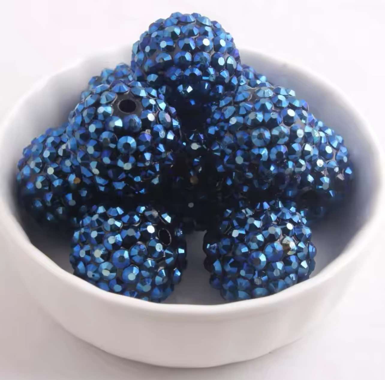 Navy Blue Rhinestone Acrylic Bead 20mm