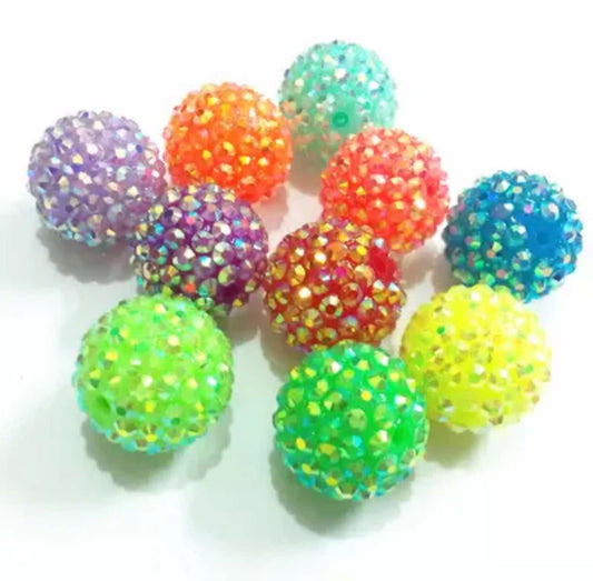 Neon AB Mix Rhinestone Acrylic 20mm Bead