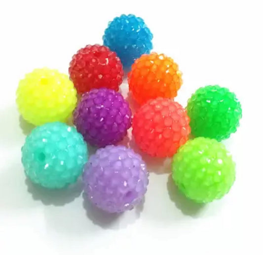 Neon Rhinestone Acrylic Bead 20mm Mixed Bag of 5