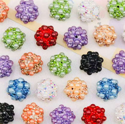 3D Pearl Effect Rhinestone Bead 16mm Mixed Set of 5