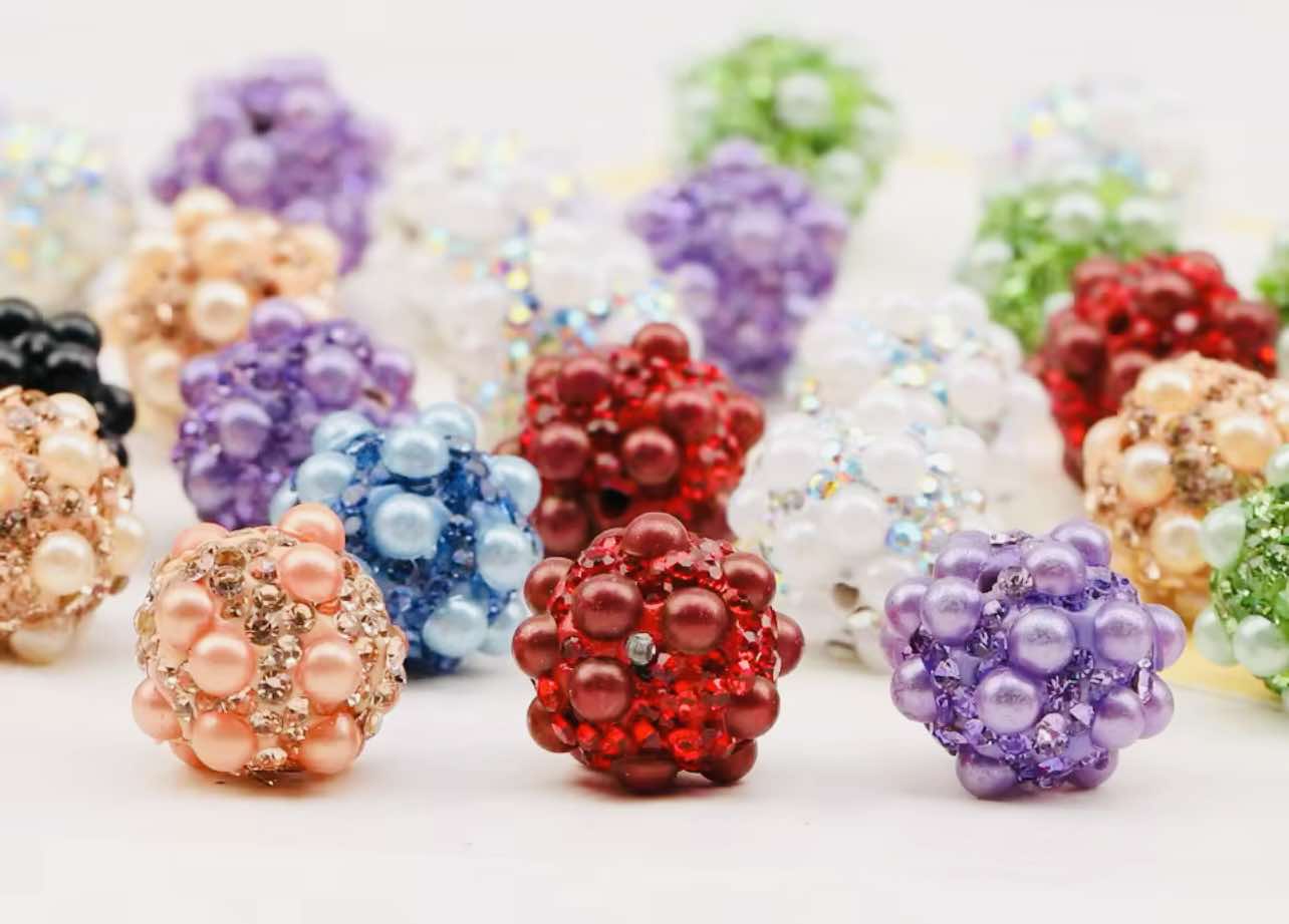 3D Pearl Effect Rhinestone Bead 16mm Mixed Set of 5