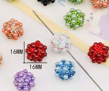 3D Pearl Effect Rhinestone Bead 16mm Mixed Set of 5