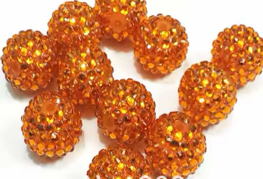 Pumpkin Rhinestone Acrylic Bead 20mm