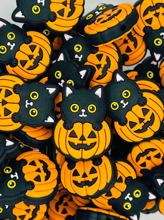 Kitty Pumpkin Silicone Bead