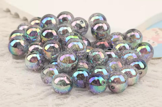 Frosted Black Galaxy Aurora Effect 16mm Acrylic Bead