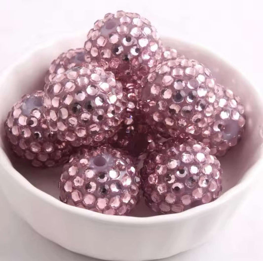 Pink Sparkle Rhinestone Acrylic Bead 20mm