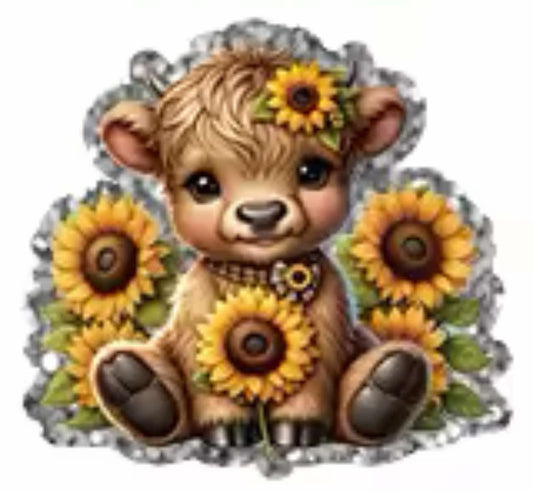 Sunflower Cow Glitter Flatback