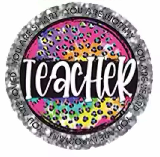 Teacher Leopard Glitter Flatback