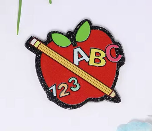 ABC 123 Apple Glitter Flatback