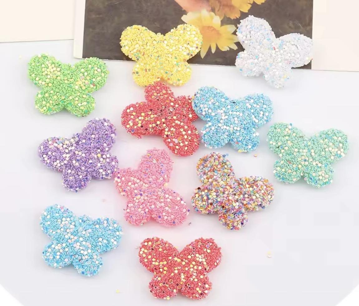 Butterfly Glitter Powder Effect 23x30mm Beads Mixed Bag of 5