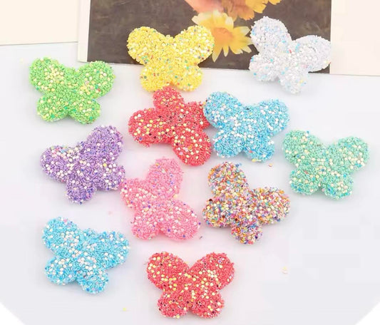 Butterfly Glitter Powder Effect 23x30mm Beads Mixed Bag of 5