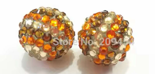 Fall Stripe Rhinestone Acrylic Bead 20mm