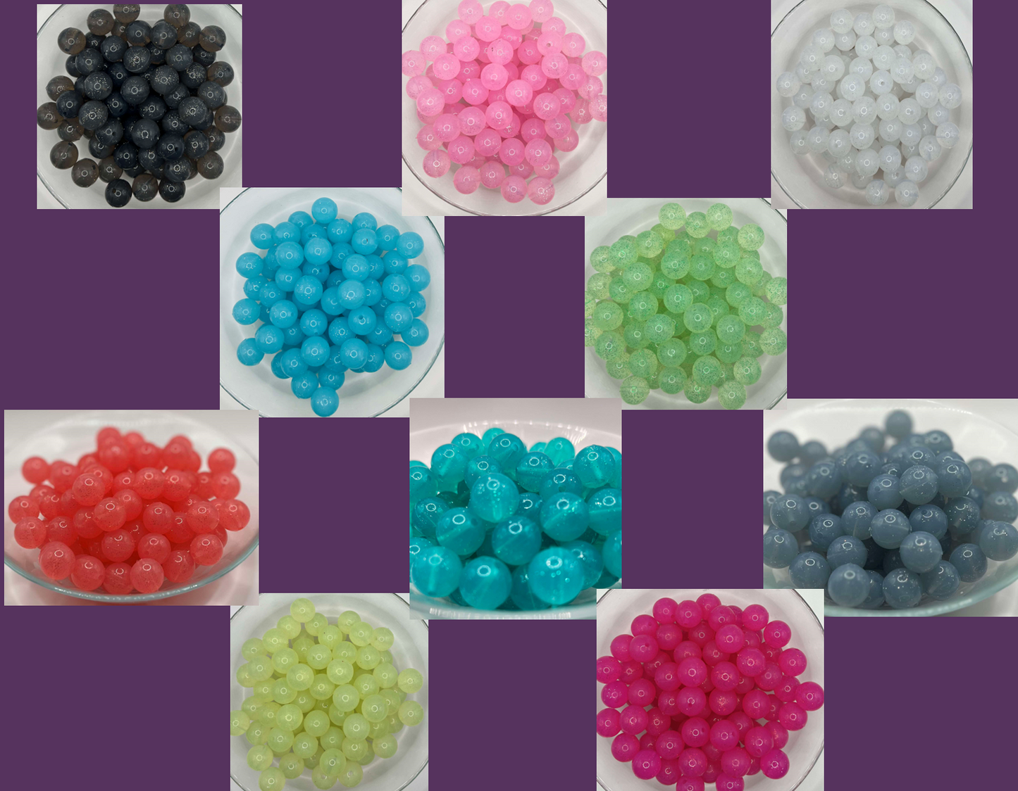 Silicone Glitter Beads 15mm