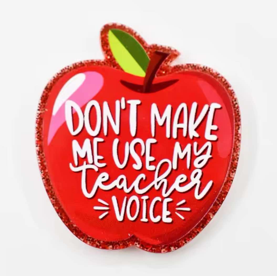 Teacher Voice Glitter Flatback